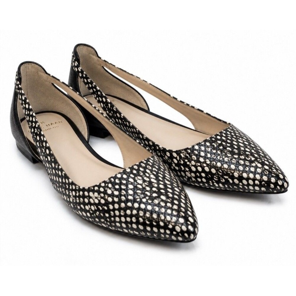 Cole Haan Grand.OS Women’s 8B D43824 Black White Snake Print D’Orsay.